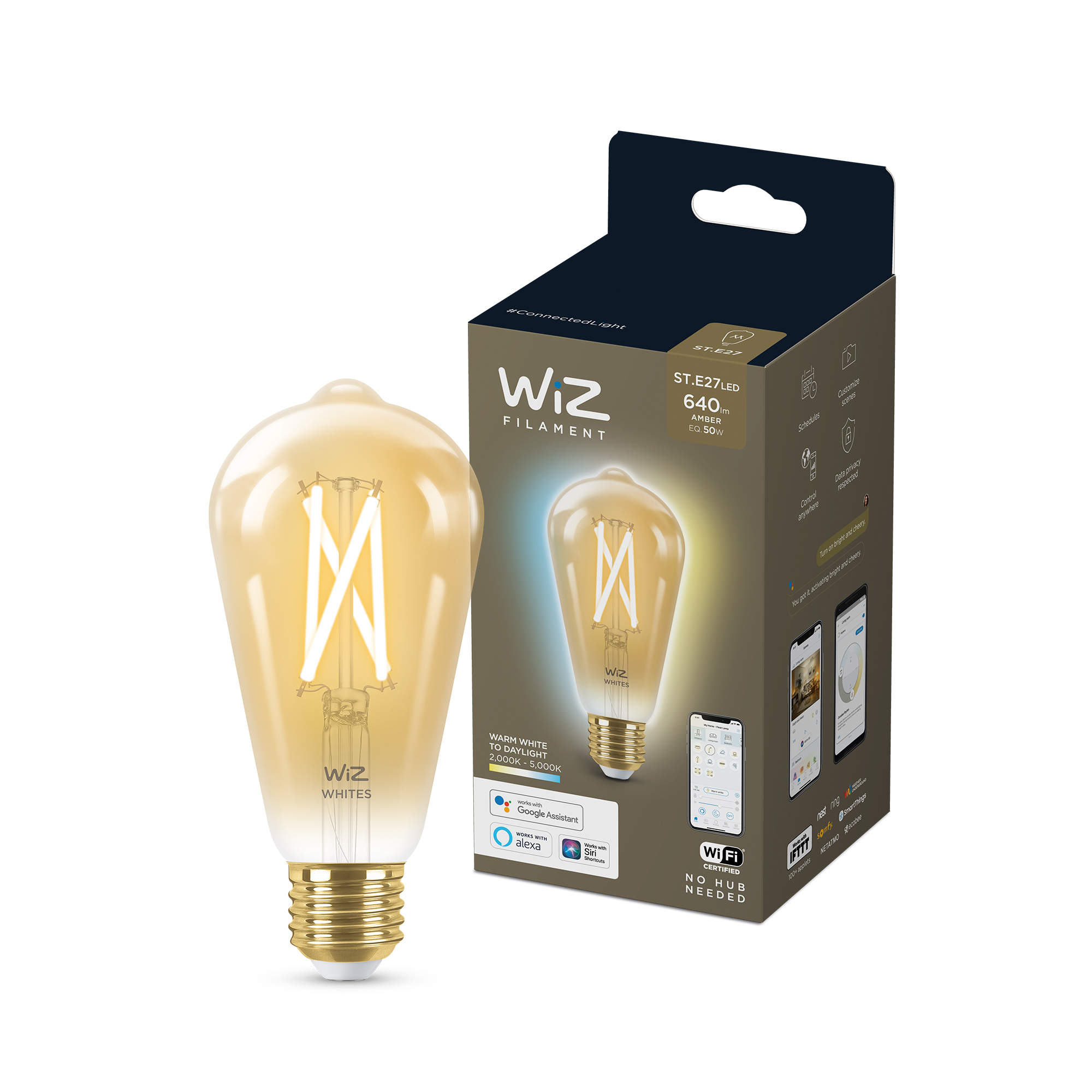 WIZ ST64 filament 50w E27 gold amb