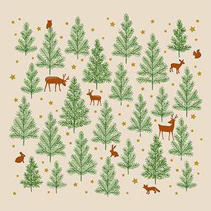Braun Company Servíettur 3laga 20stk 33x33cm Tiny Forest