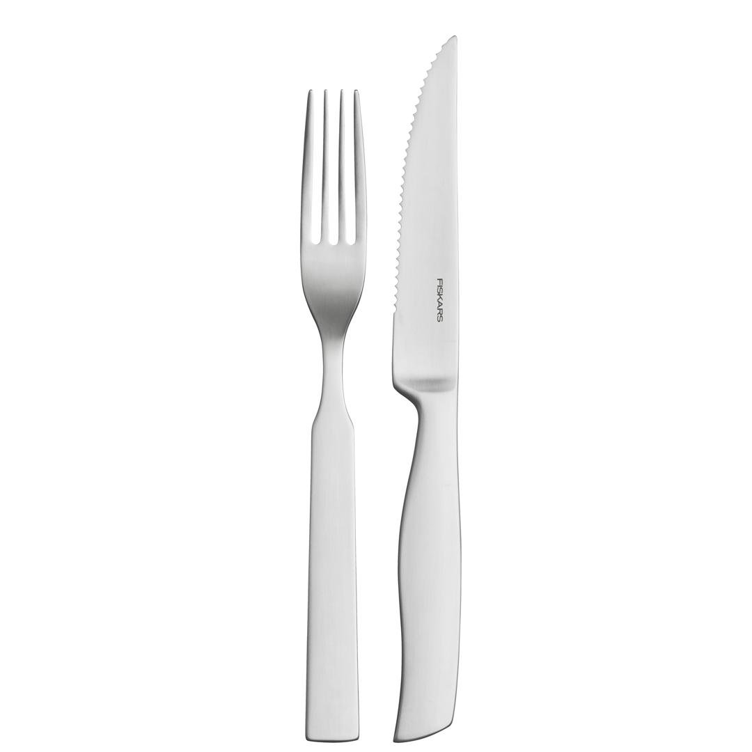 Fiskars ALL STEEL steikarhnífapör 24stk sett matt stál