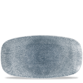 Diskur oblong 35,5x18,9cm Raku topaz blue