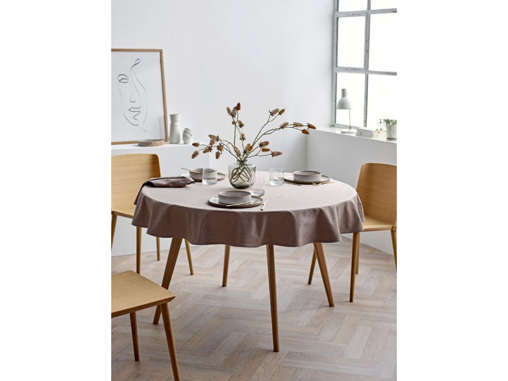 Södahl Dúkur Ø: 160 damask Tiles taupe