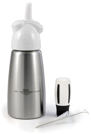 Rjómasprauta mini 0,25ltr stál m/hvítum haus Easy